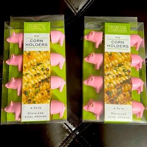 Charcoal Companion Pink Pig Corn Cob Holders - Each Box = 4 Pairs, New NIB